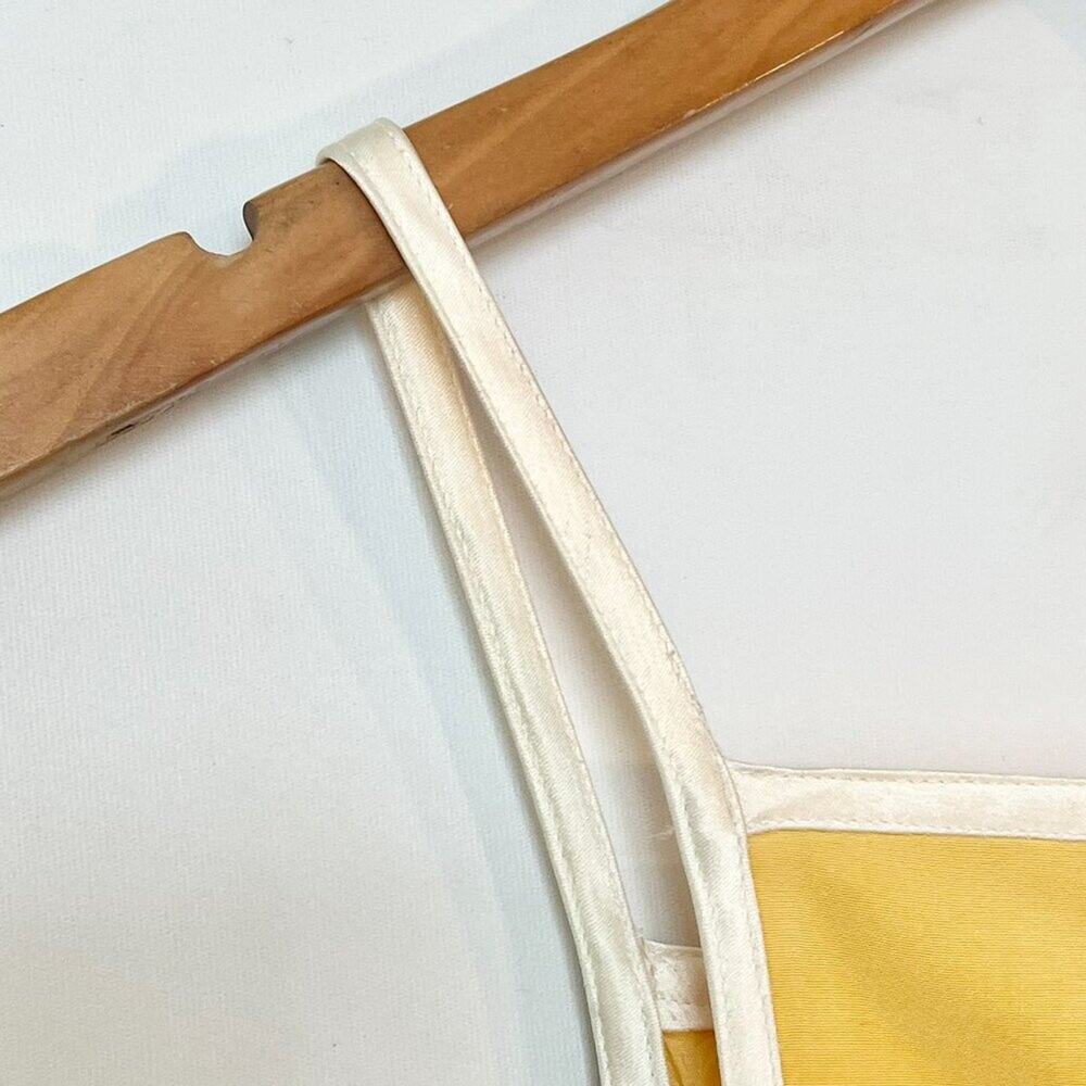 Cache Vintage 90's Panel Square Neck Mini Shift Dress Yellow Ivory Womens 2 - Picture 6 of 12
